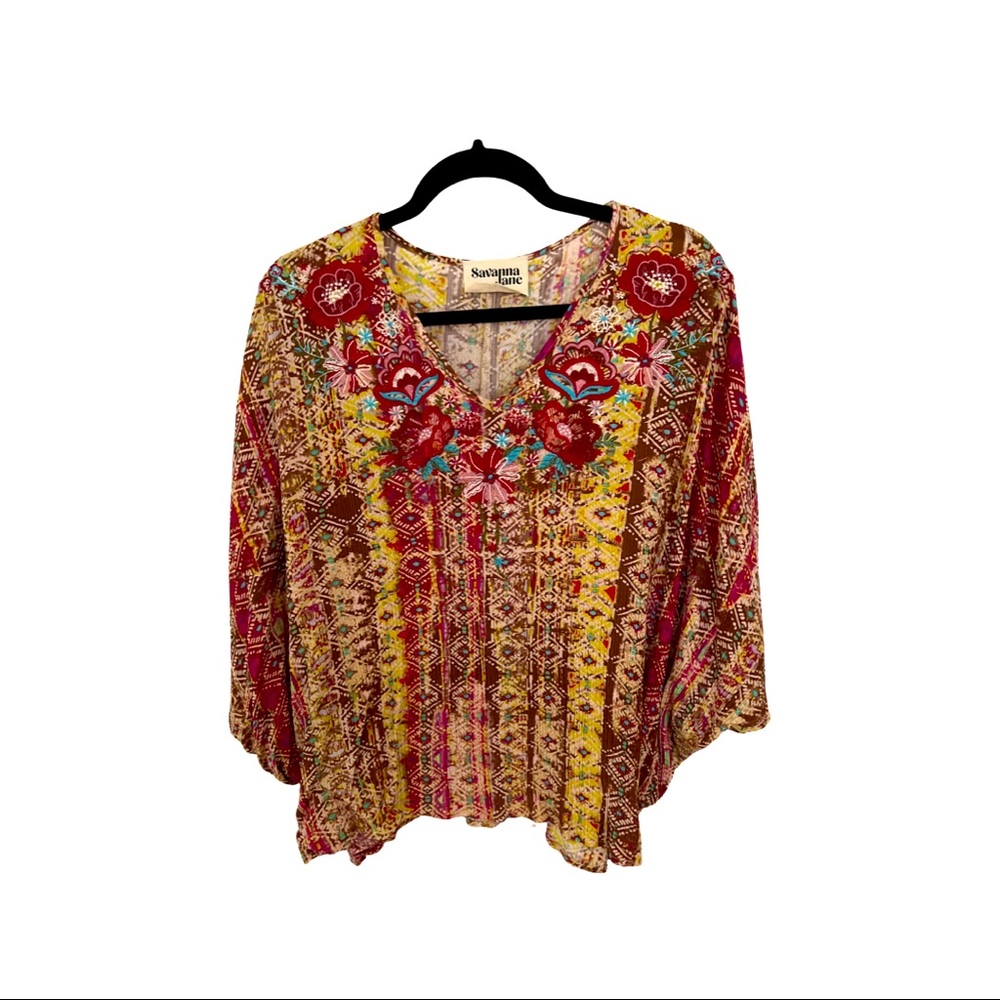 Embroidered Poncho Top